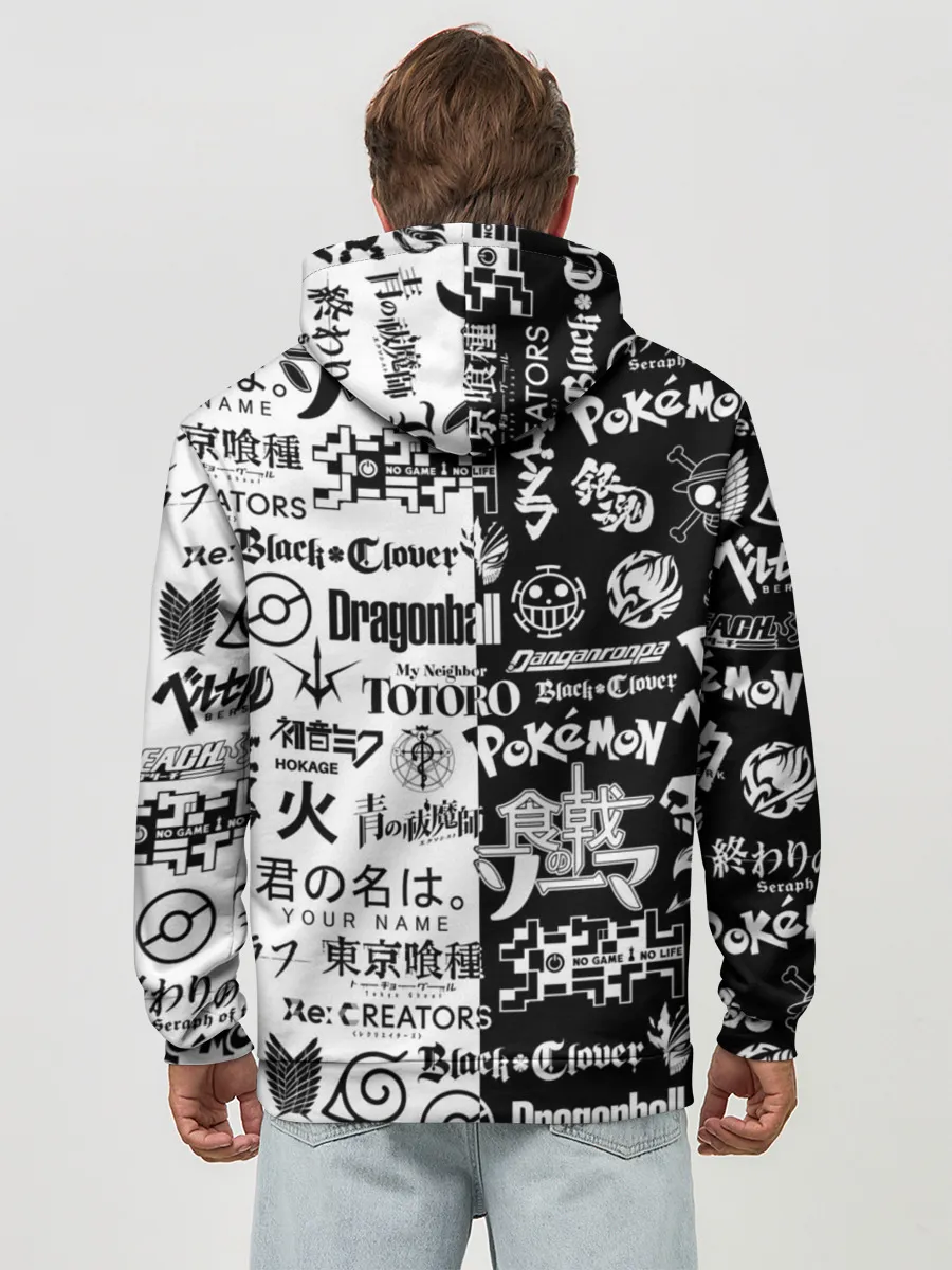 Худи мужской база хлопок / ЛОГОТИПЫ АНИМЕ / LOGO ANIME