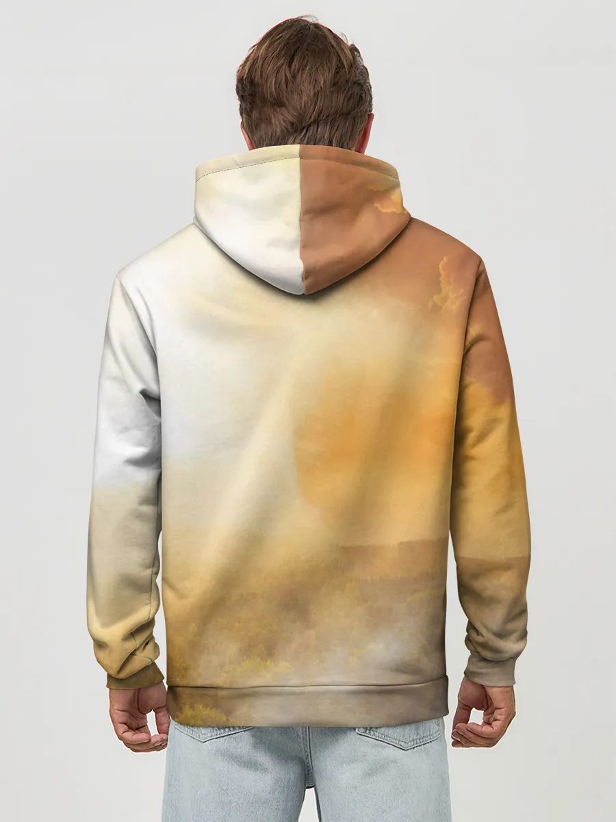 Худи мужской база хлопок / Лисичка в тумане