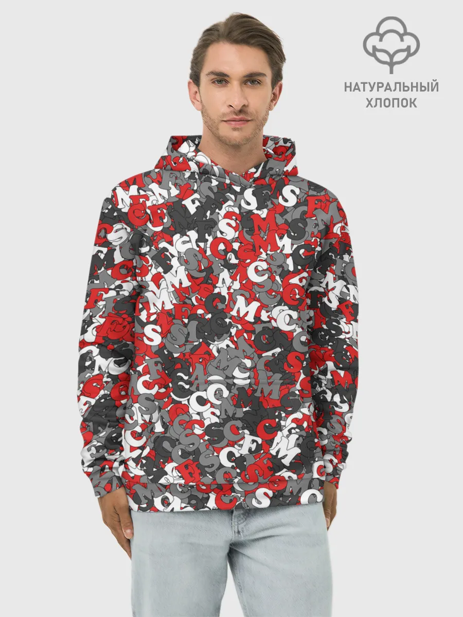 Худи мужской база хлопок / Камуфляж с буквами F.C.S.M