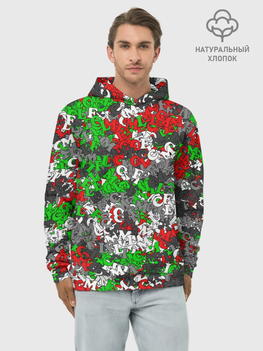 Худи мужской база хлопок / Камуфляж с буквами FCLM