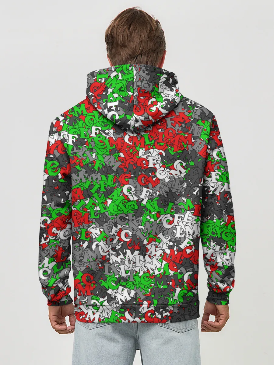 Худи мужской база хлопок / Камуфляж с буквами FCLM