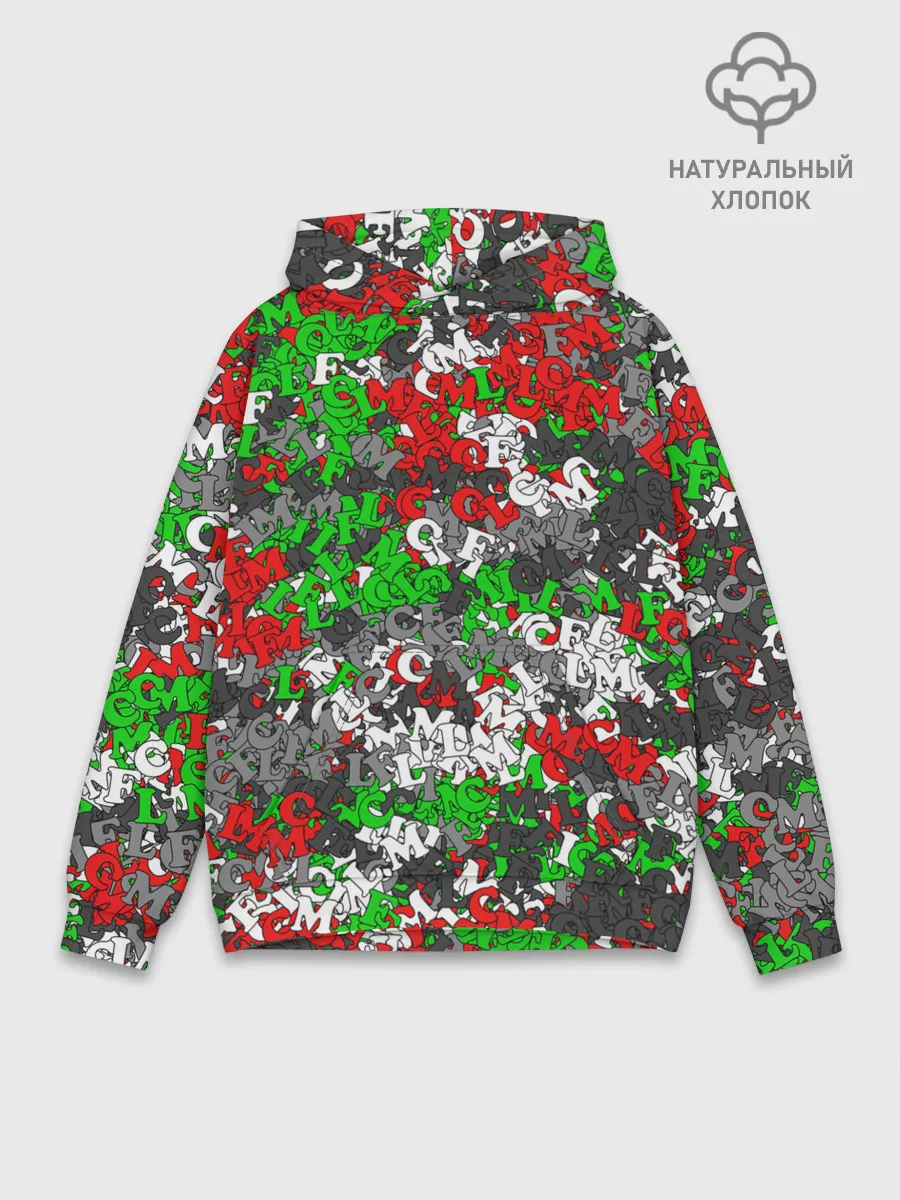 Худи мужской база хлопок / Камуфляж с буквами FCLM