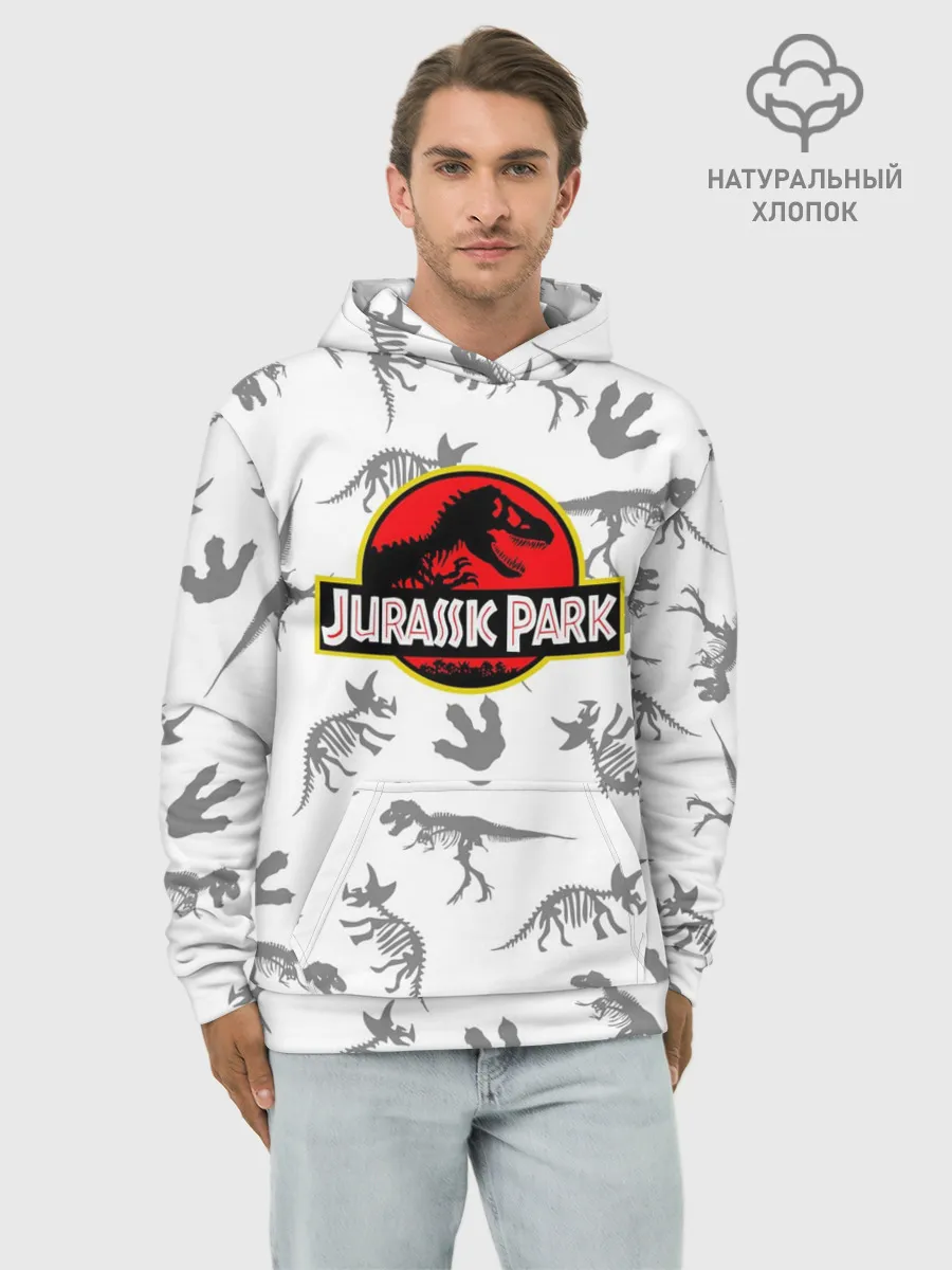 Худи мужской база хлопок / Парк Юрского Периода