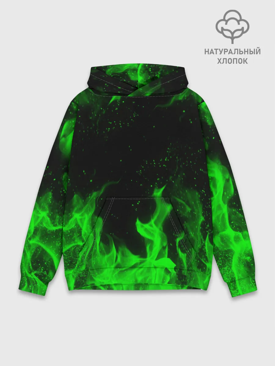 Худи мужской база хлопок / ЗЕЛЁНЫЙ ОГОНЬ | GREEN FIRE