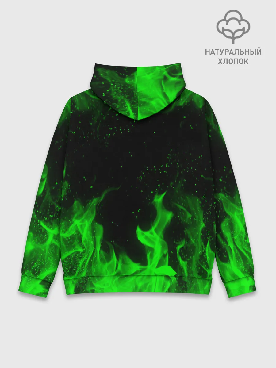 Худи мужской база хлопок / ЗЕЛЁНЫЙ ОГОНЬ | GREEN FIRE