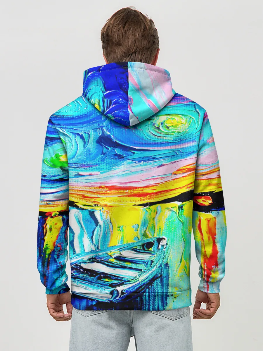 Худи мужской база хлопок / НОЧНОЙ ПРИЧАЛ ВАНГОГ