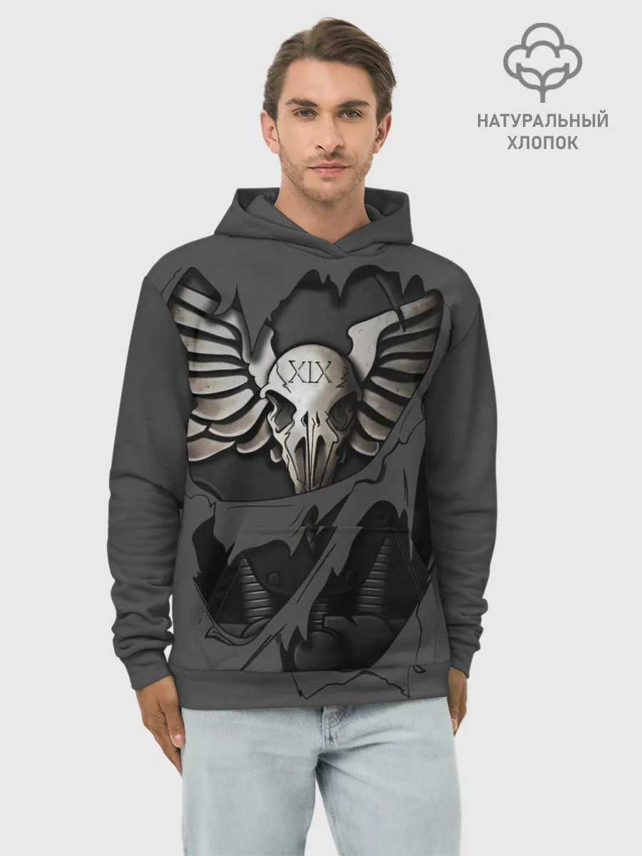 Худи мужской база хлопок / Броня Гвардии Ворона