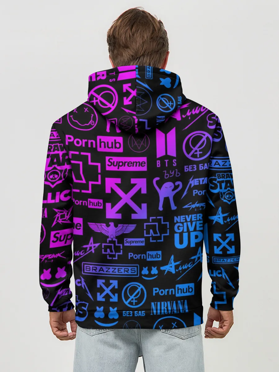 Худи мужской база хлопок / ЛУЧШИЕ ПРИНТЫ LOGOBOMBING