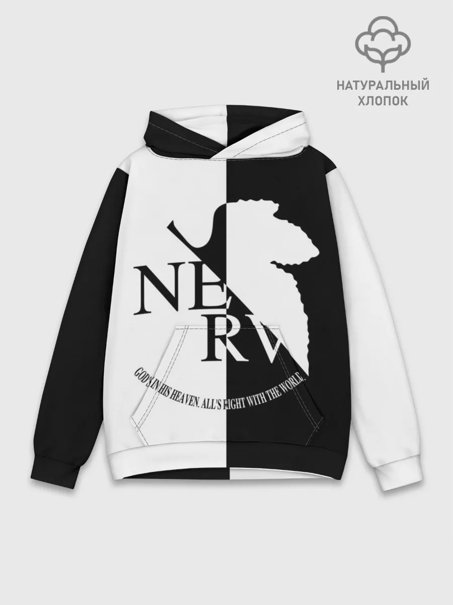 Худи мужской база хлопок / Nerv black and white