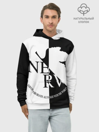 Худи мужской база хлопок / Nerv black and white