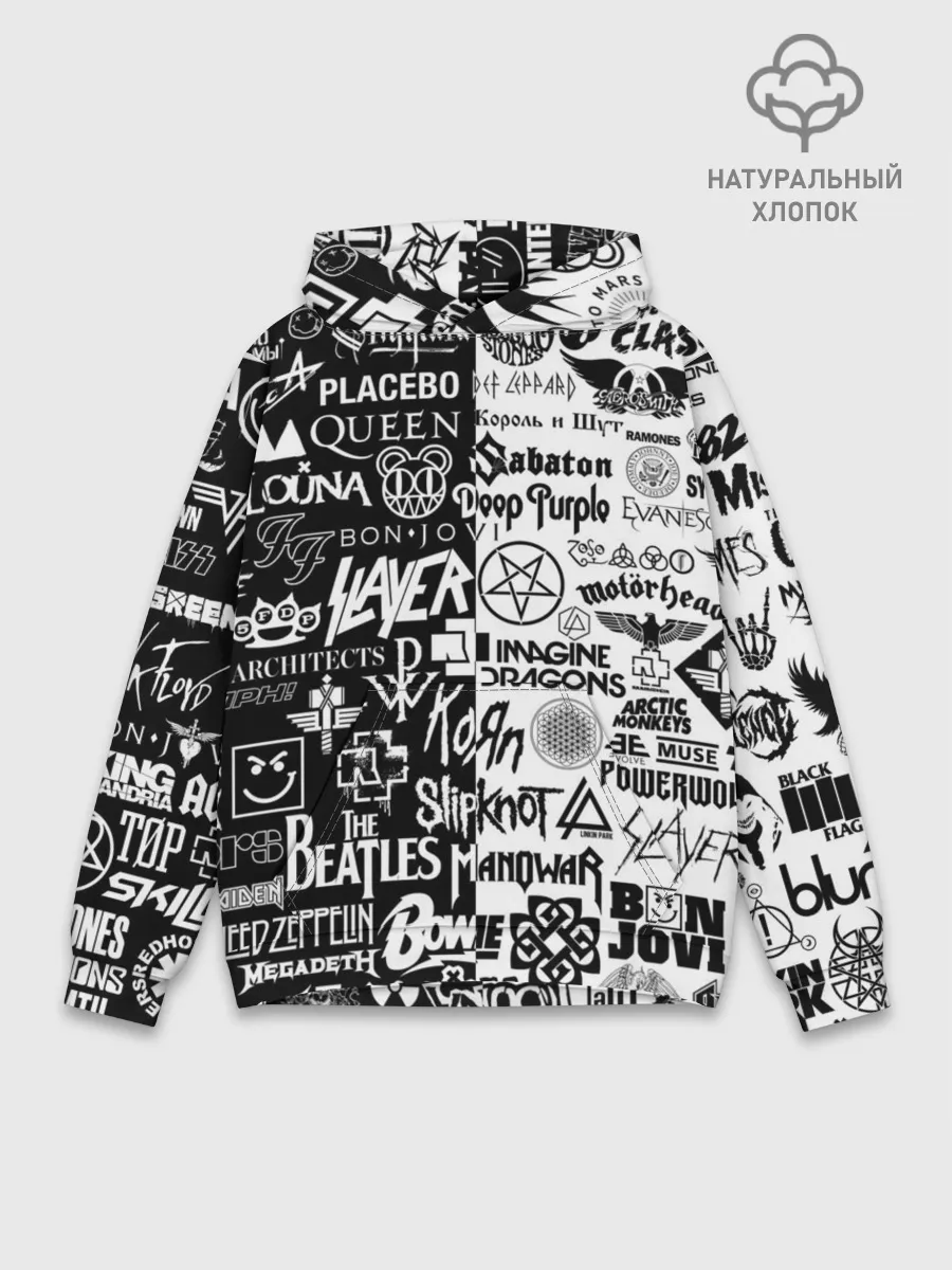 Худи мужской база хлопок / ЛОГОТИПЫ РОК ГРУПП