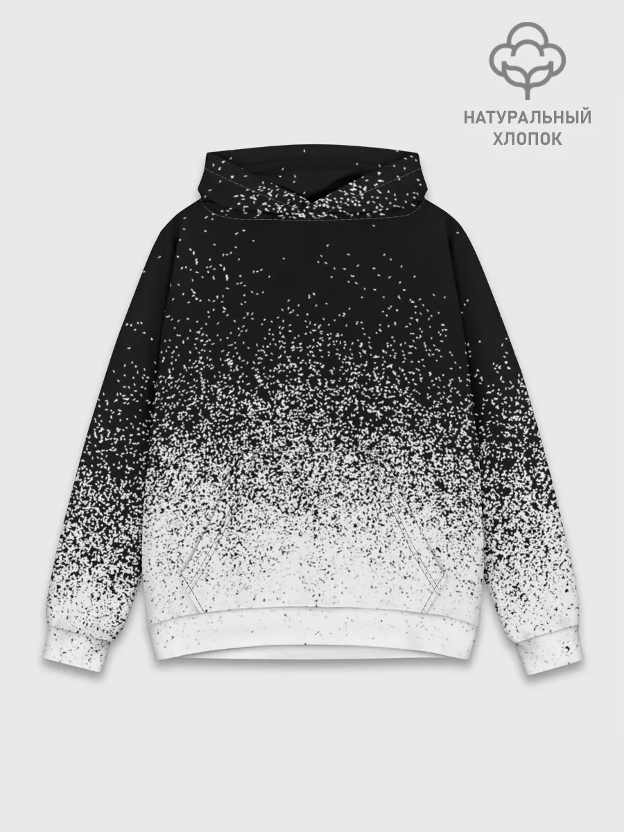 Худи мужской база хлопок / BLACK AND WHITE ABSTRACTION