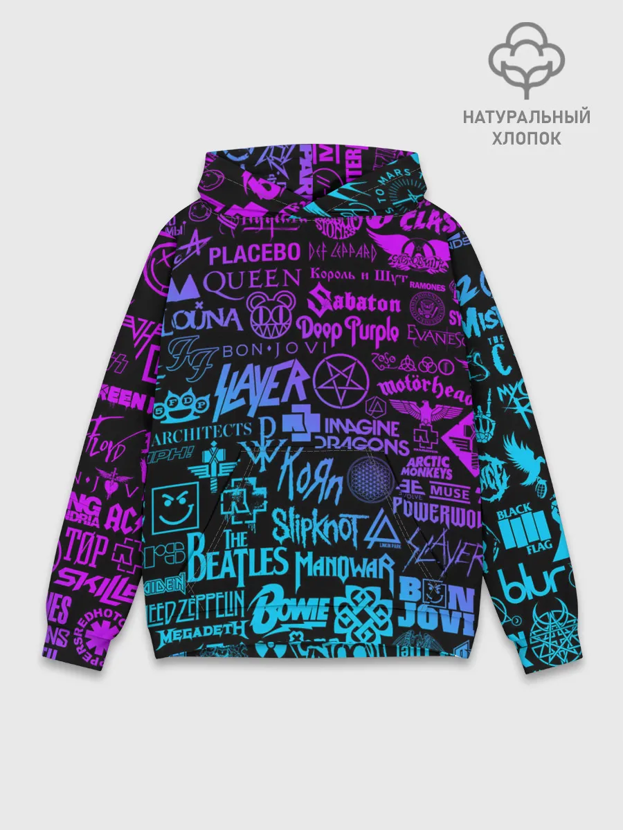 Худи мужской база хлопок / ЛОГОТИПЫ РОК ГРУПП