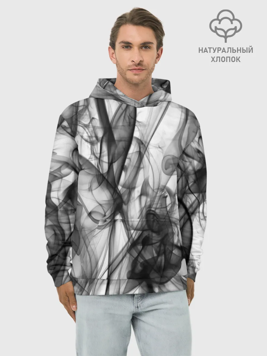 Худи мужской база хлопок / SMOKE ABSTRACTION