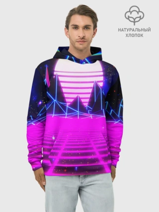 Худи мужской база хлопок / Ретро Стиль неон