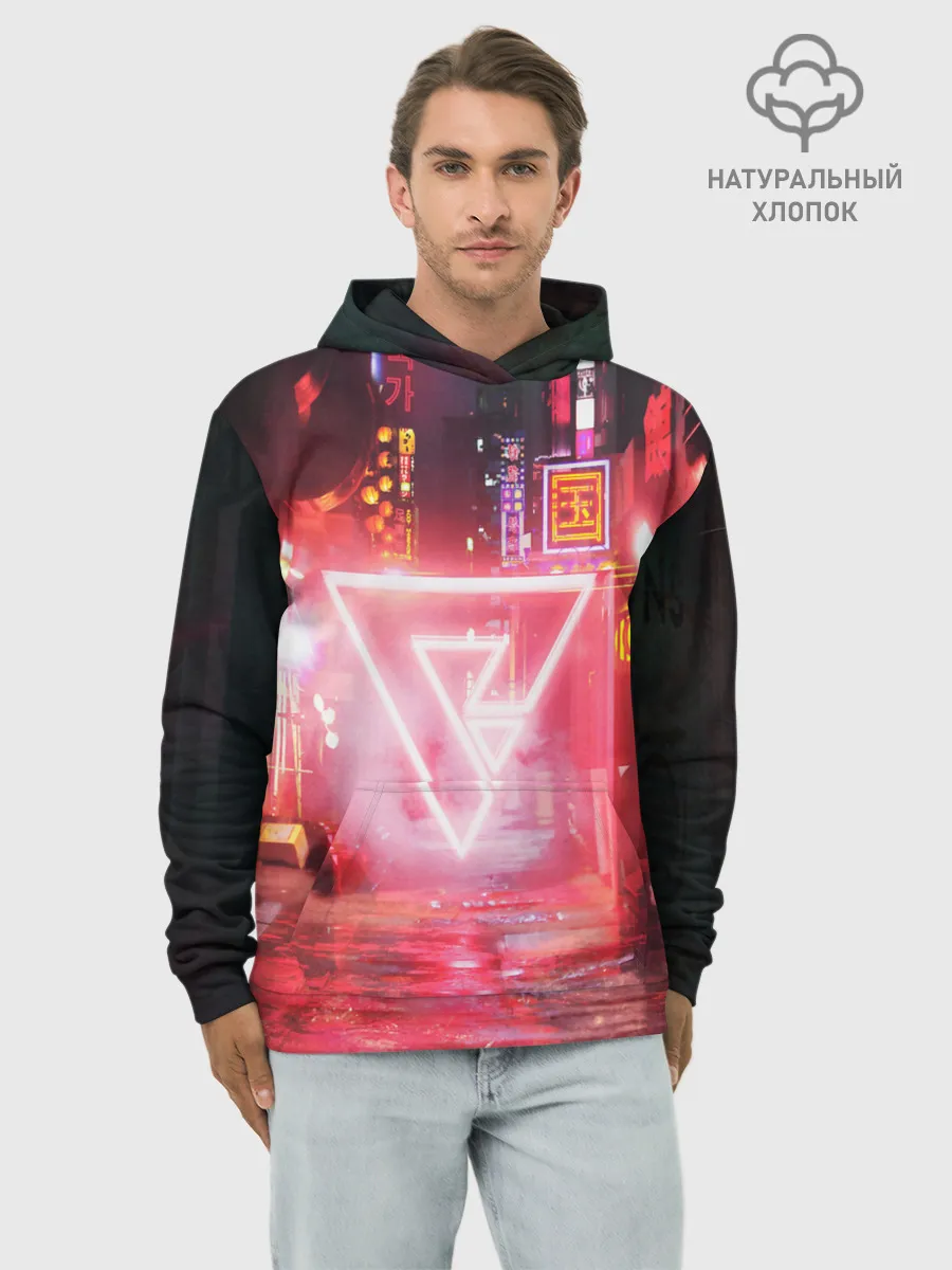 Худи мужской база хлопок / КИБЕР НЕОН