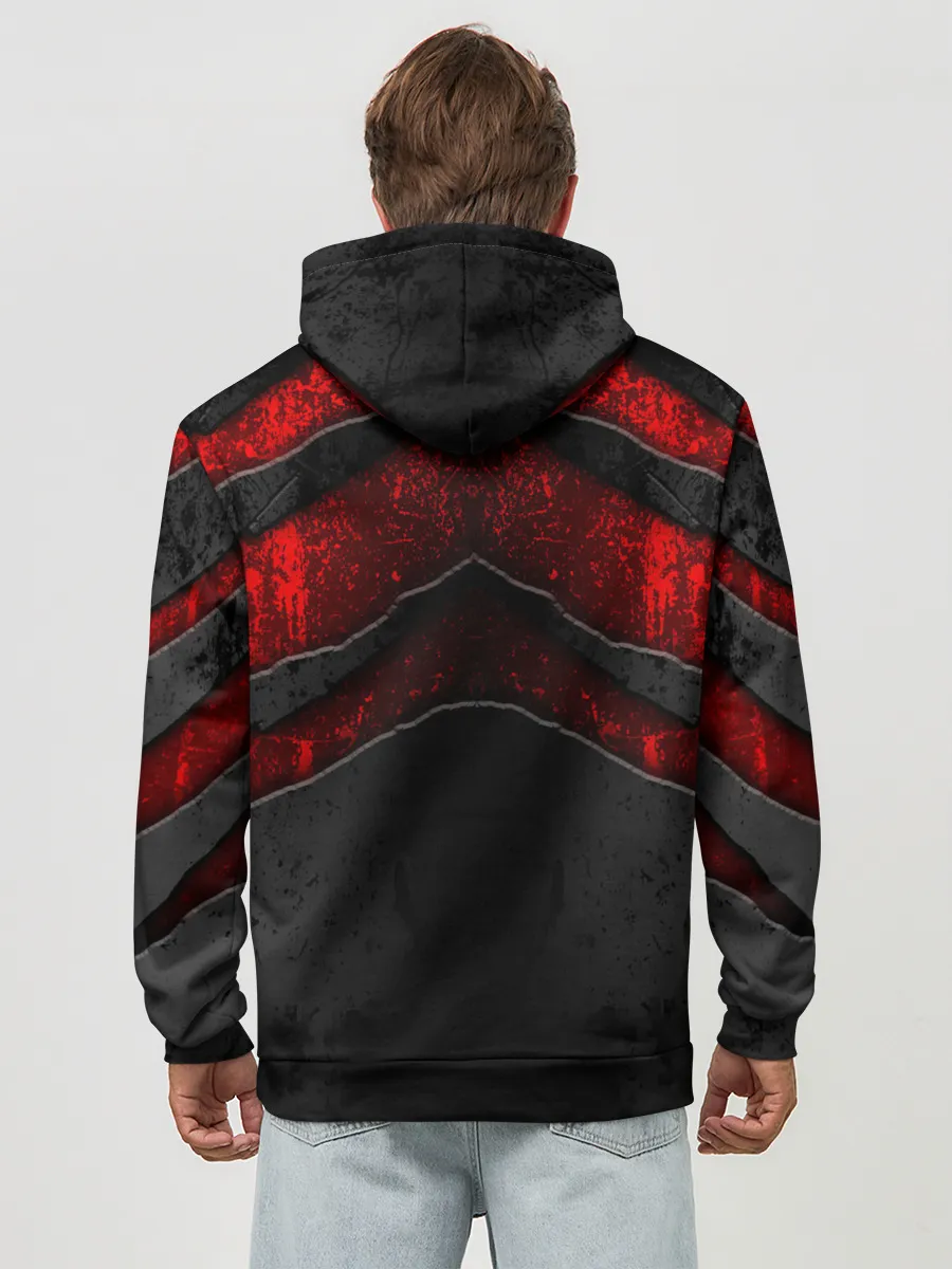 Худи мужской база хлопок / Black & Red Metal