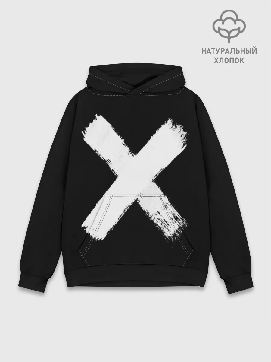 Худи мужской база хлопок / Белое перекрестие | Меченый