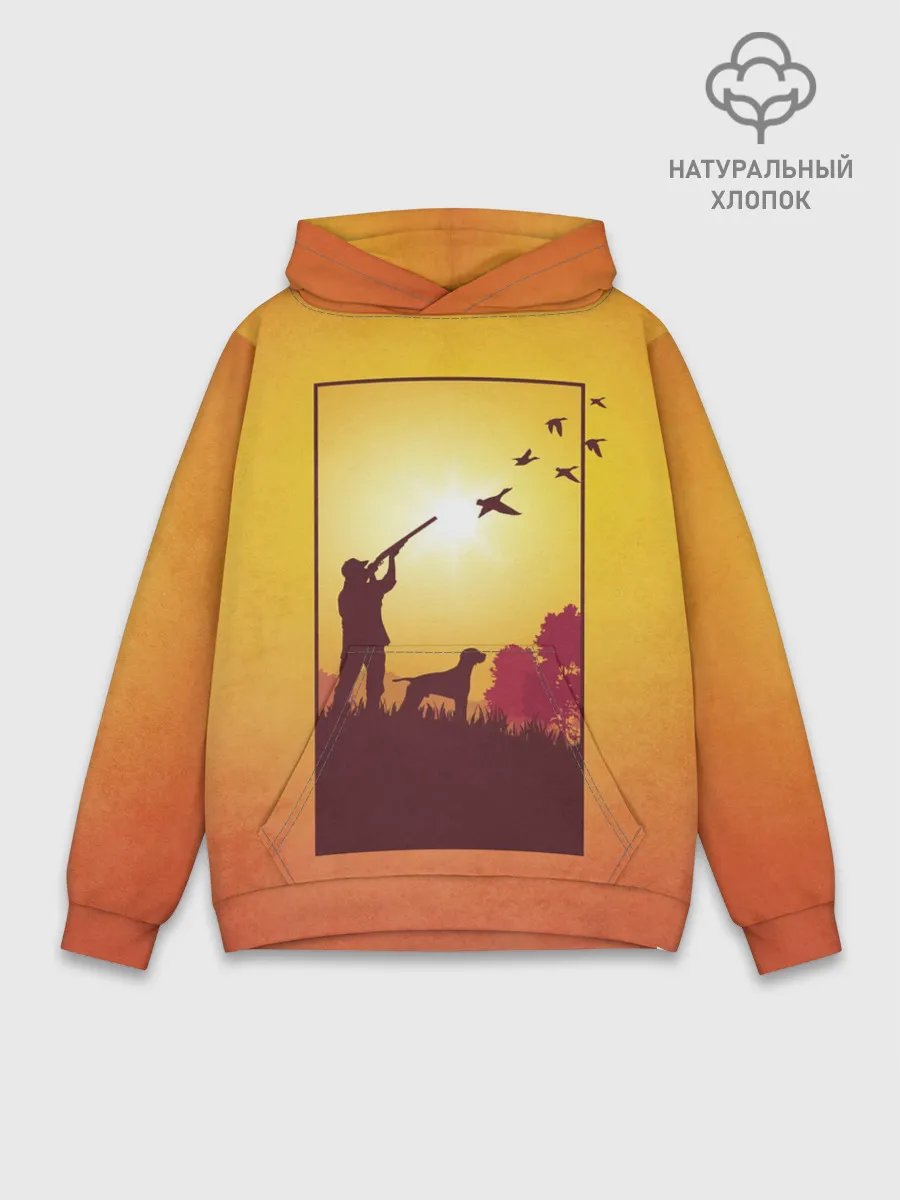 Худи мужской база хлопок / Охотник с собакой