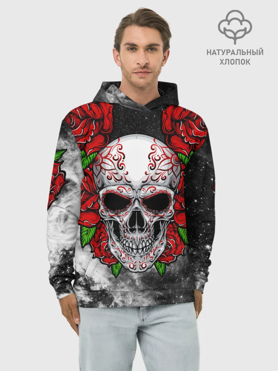 Худи мужской база хлопок / Skull and Roses