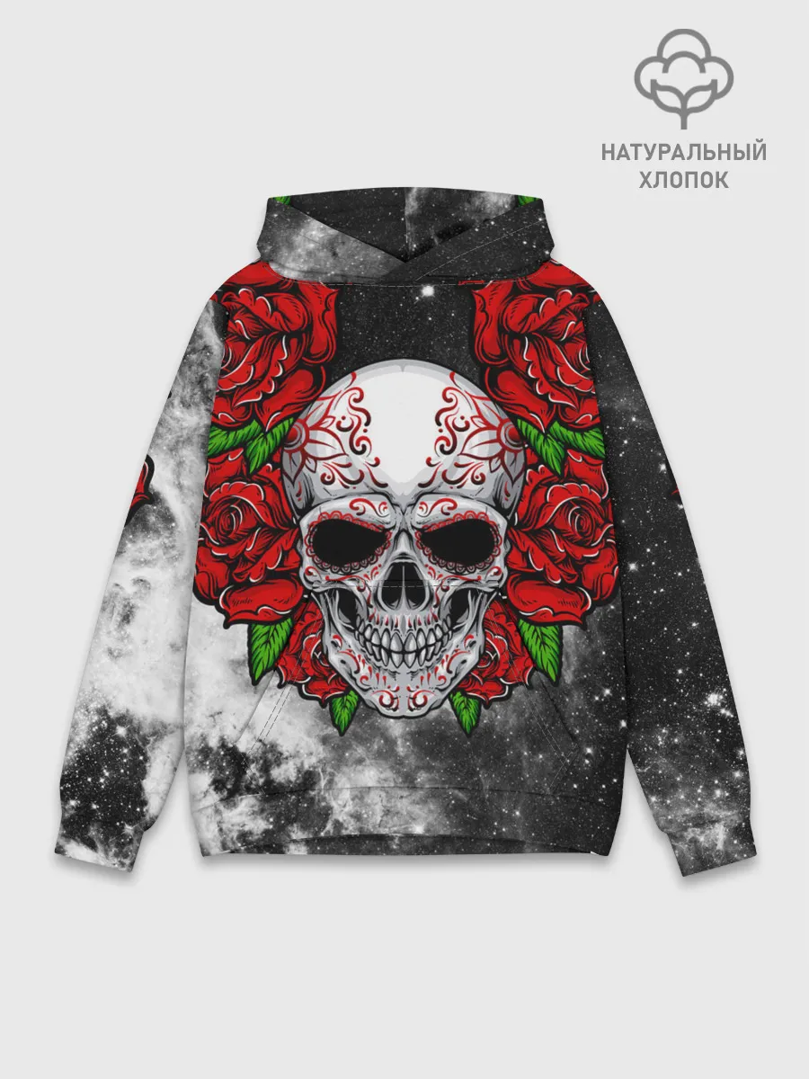 Худи мужской база хлопок / Skull and Roses
