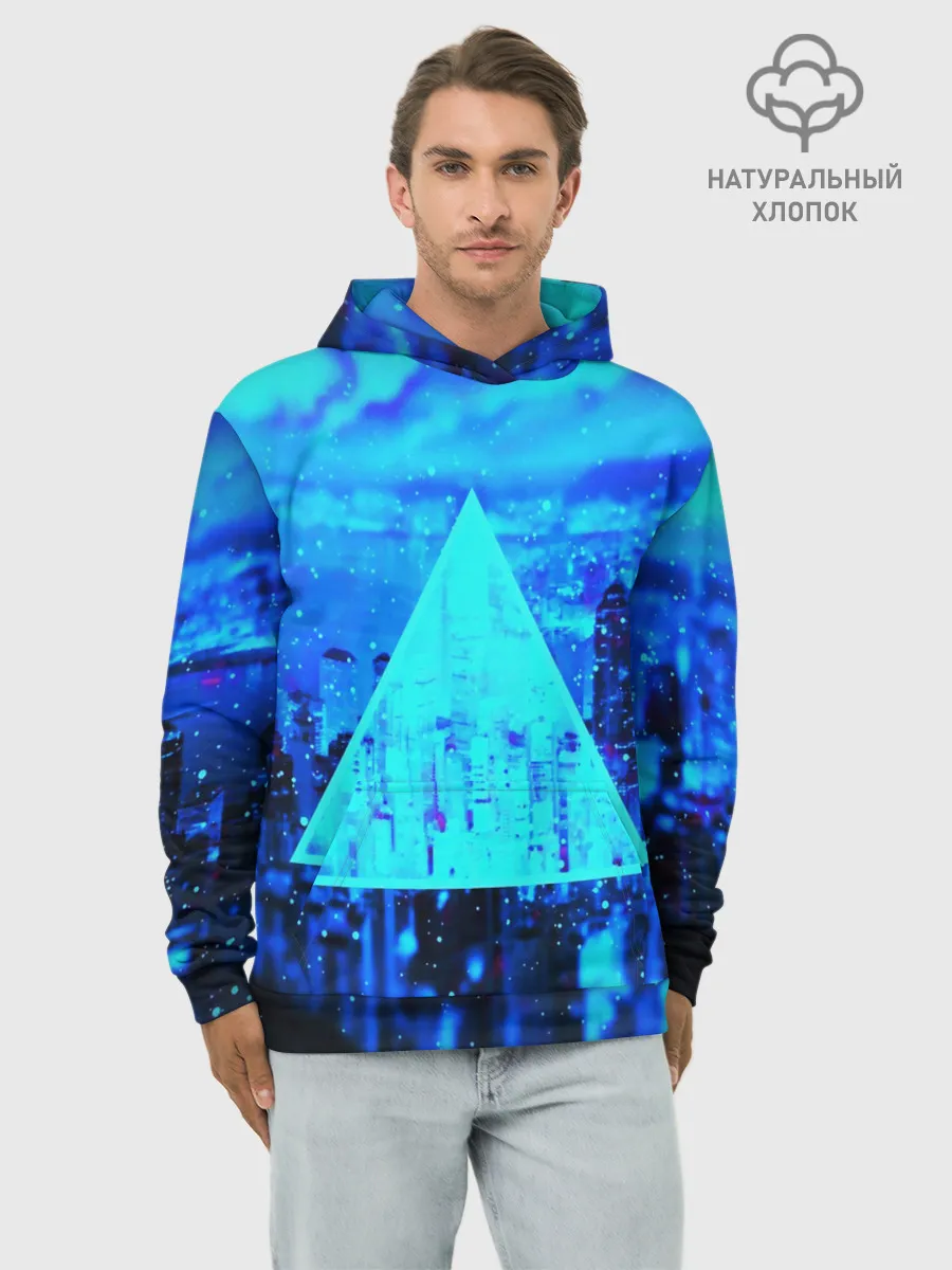 Худи мужской база хлопок / ГОРОД В НЕОНЕ