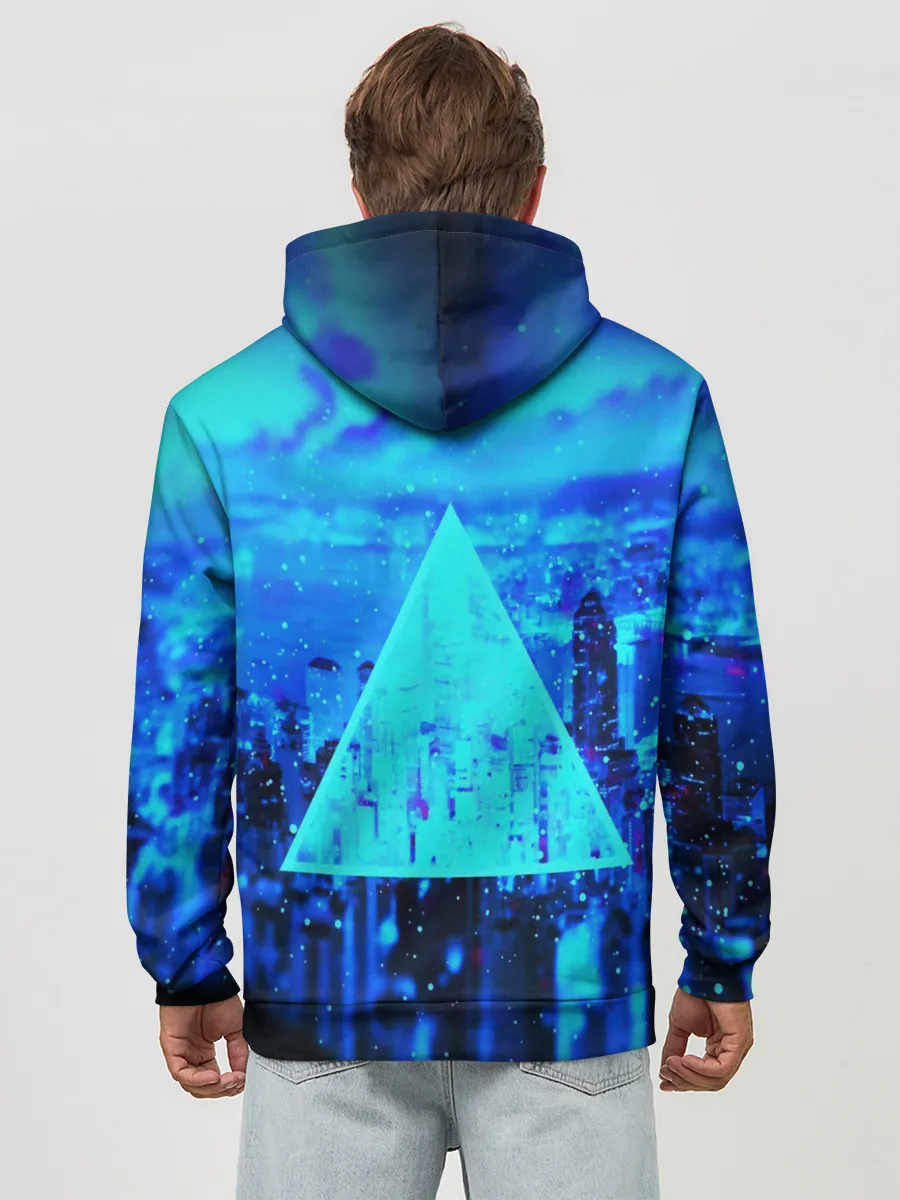 Худи мужской база хлопок / ГОРОД В НЕОНЕ