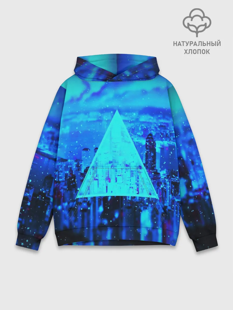 Худи мужской база хлопок / ГОРОД В НЕОНЕ