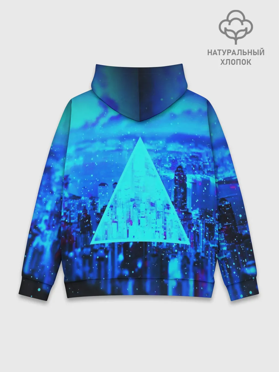 Худи мужской база хлопок / ГОРОД В НЕОНЕ
