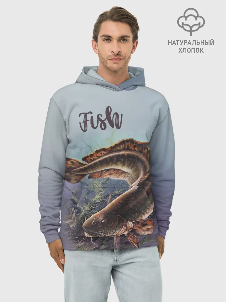 Худи мужской база хлопок / Fish