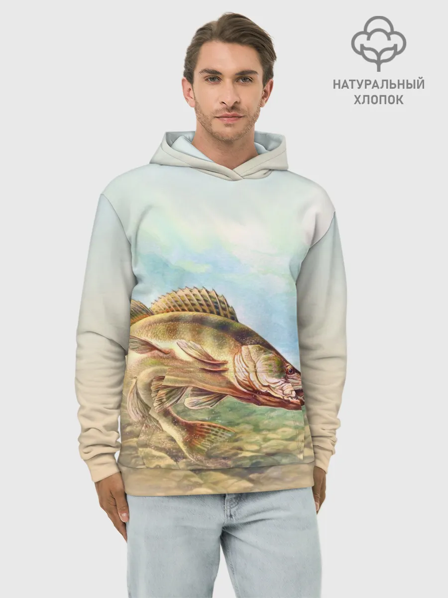 Худи мужской база хлопок / Рыба