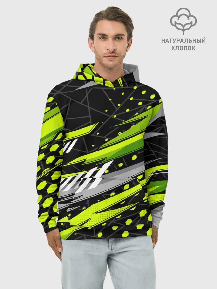 Худи мужской база хлопок / Black and Green