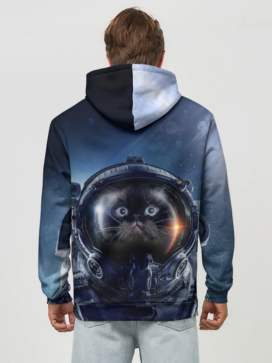 Худи мужской база хлопок / Кот космонавт