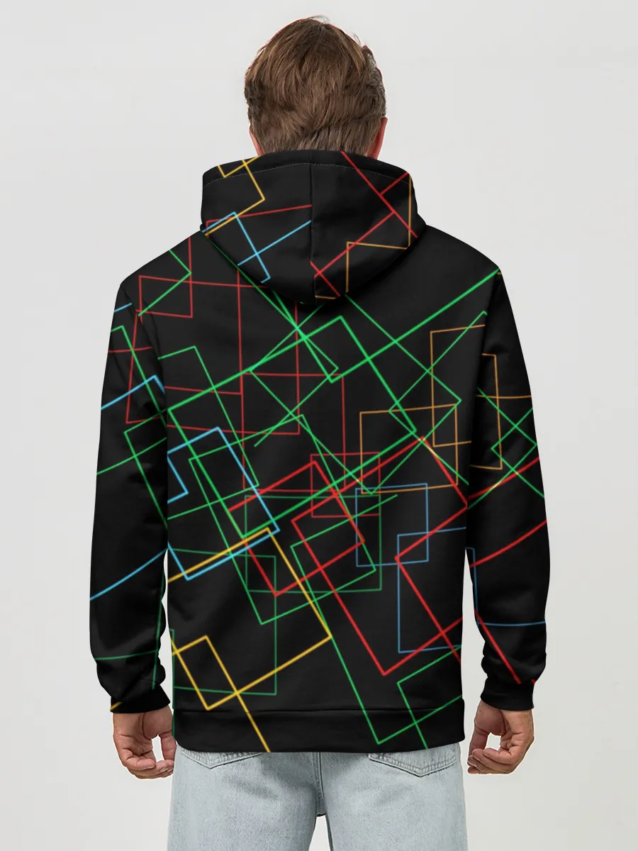 Худи мужской база хлопок / Линейная Абстракция