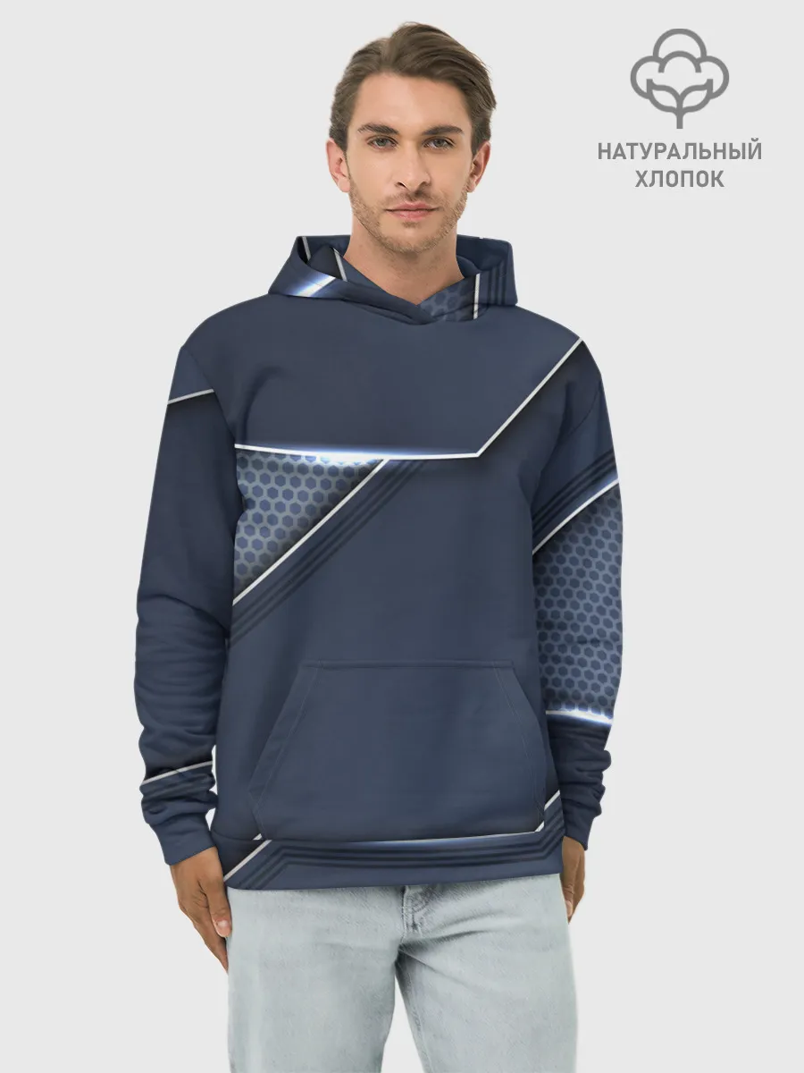 Худи мужской база хлопок / Металлическая 3D основа