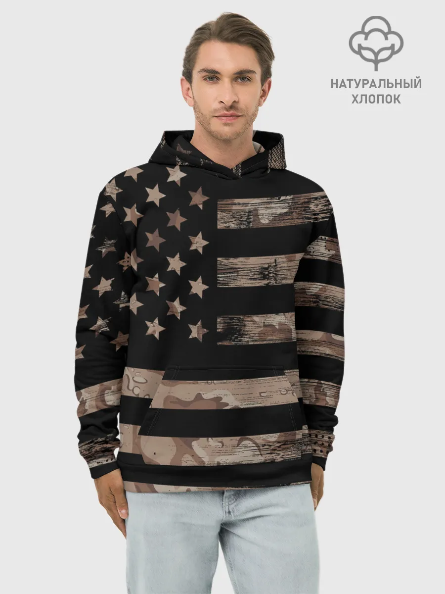 Худи мужской база хлопок / American Flag Camo
