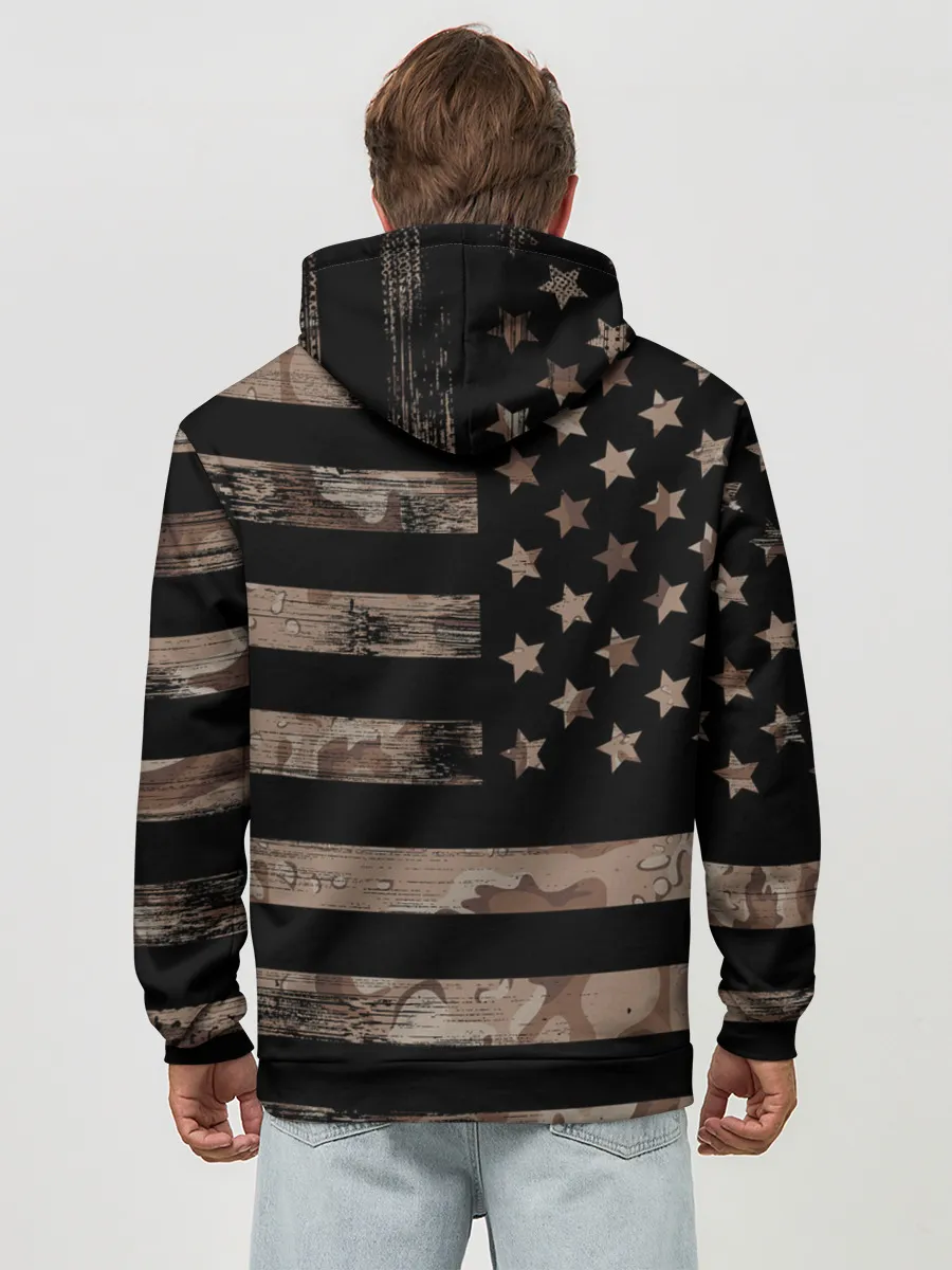 Худи мужской база хлопок / American Flag Camo