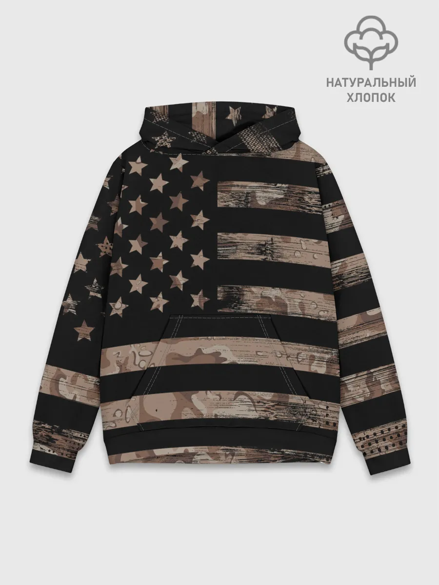 Худи мужской база хлопок / American Flag Camo