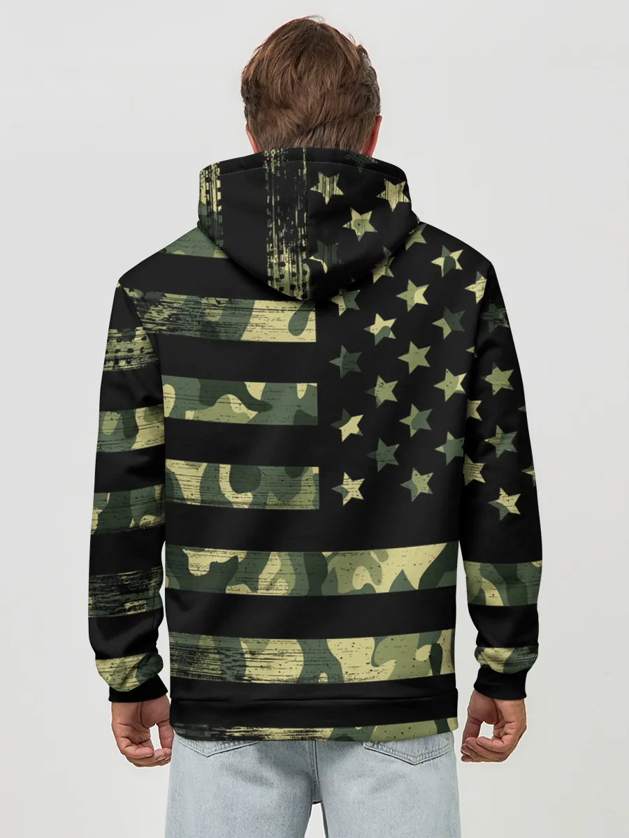 Худи мужской база хлопок / American Flag Camo
