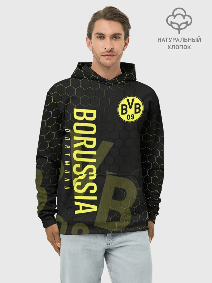 Худи мужской база хлопок / Боруссия Дортмунд