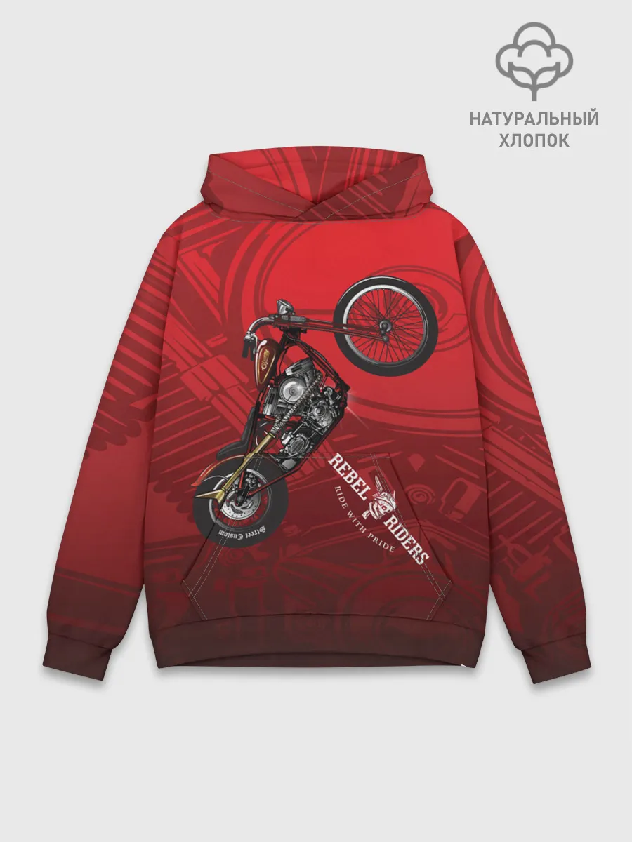 Худи мужской база хлопок / Vintage chopper motorcycle