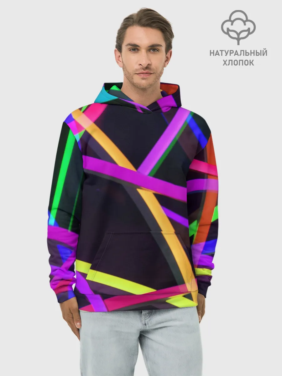 Худи мужской база хлопок / Светящиеся полосы