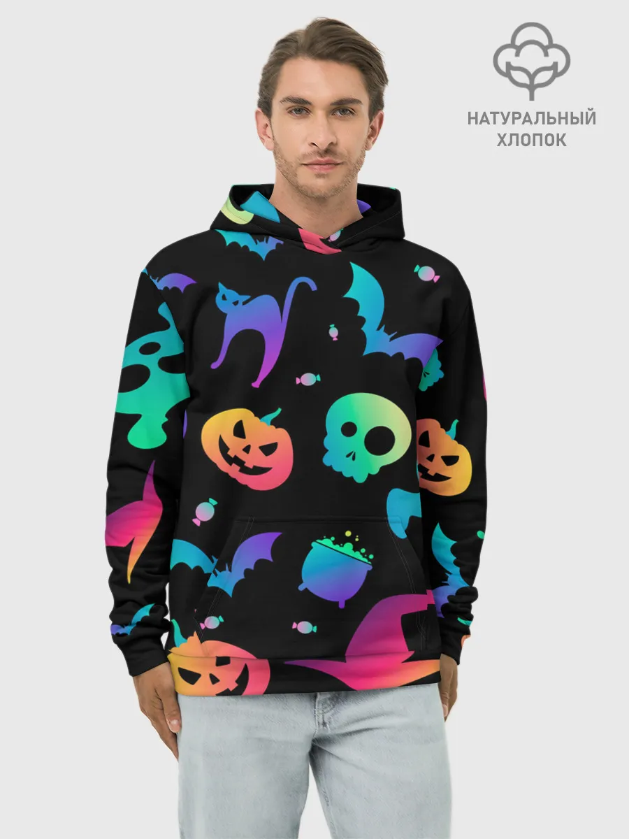 Худи мужской база хлопок / RAINBOW HALLOWEEN | ХЭЛЛУИН