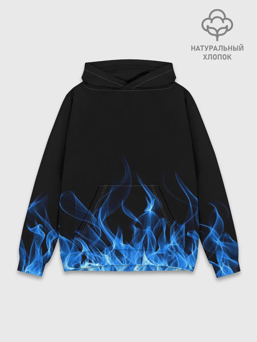 Худи мужской база хлопок / Синий Огонь