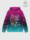Худи мужской база хлопок / RETRO CYBER BEAR NEON