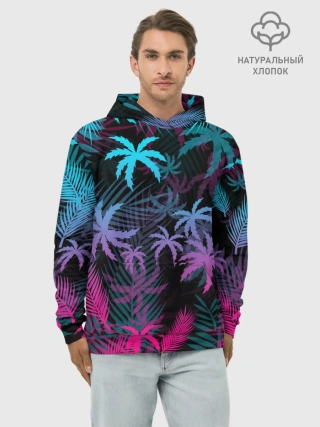 Худи мужской база хлопок / НЕОНОВЫЕ ПАЛЬМЫ | NEON PALMS
