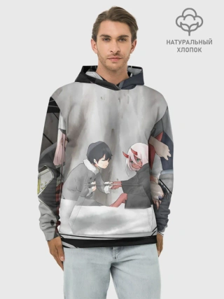 Худи мужской база хлопок / ноль два перевертыш