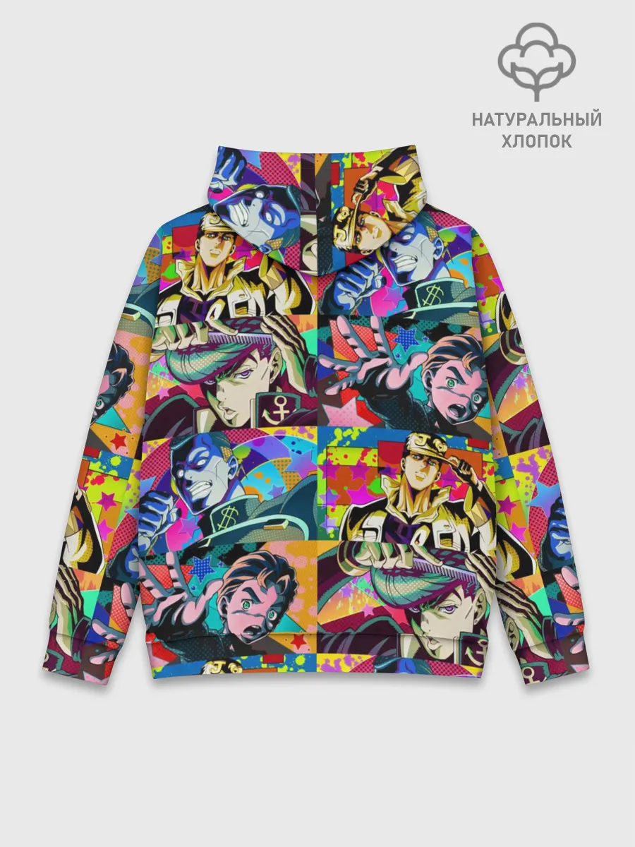 Худи мужской база хлопок / Джоджо паттерн комикс