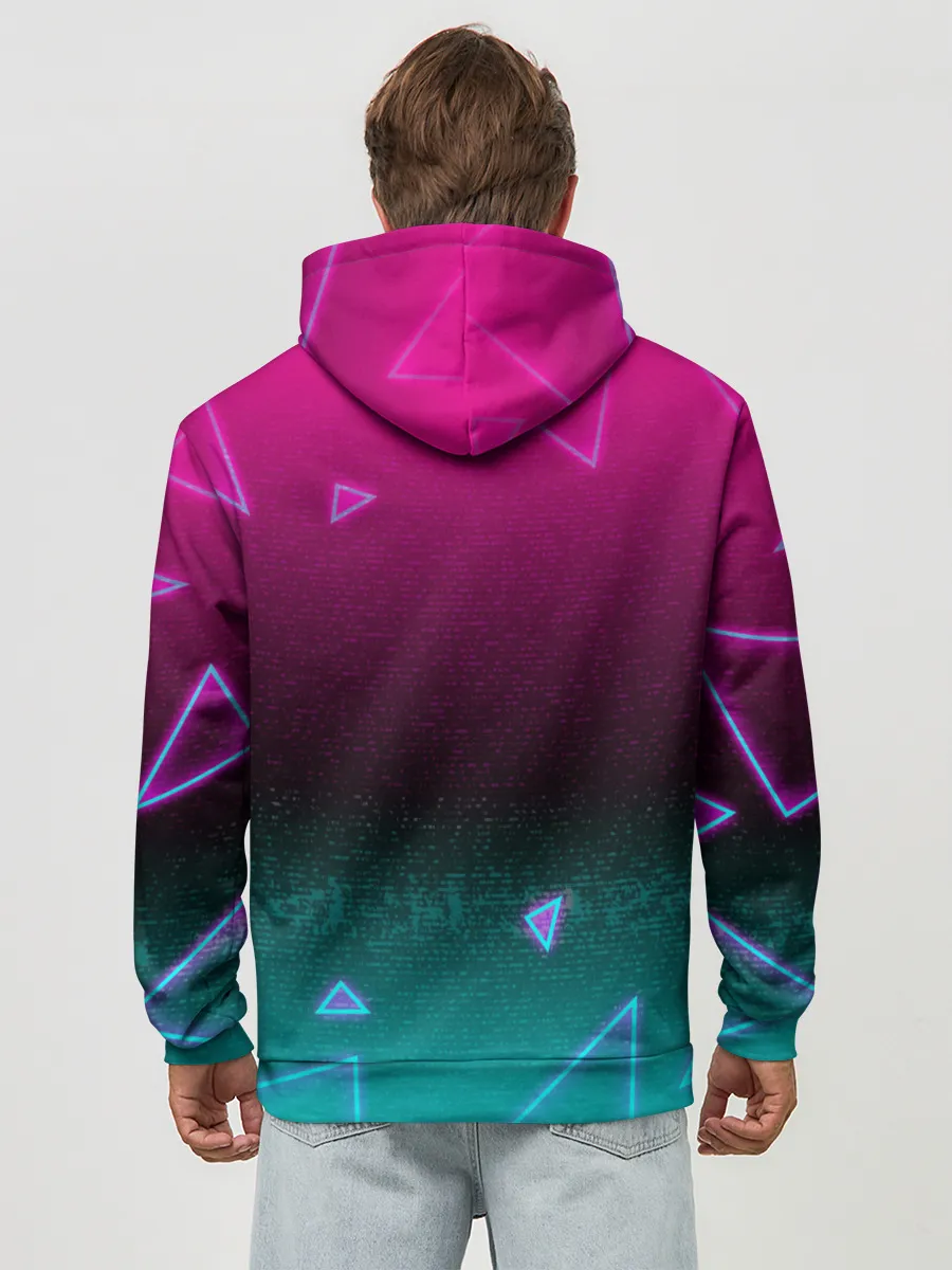 Худи мужской база хлопок / РЕТРО СКОРПИОН НЕОН