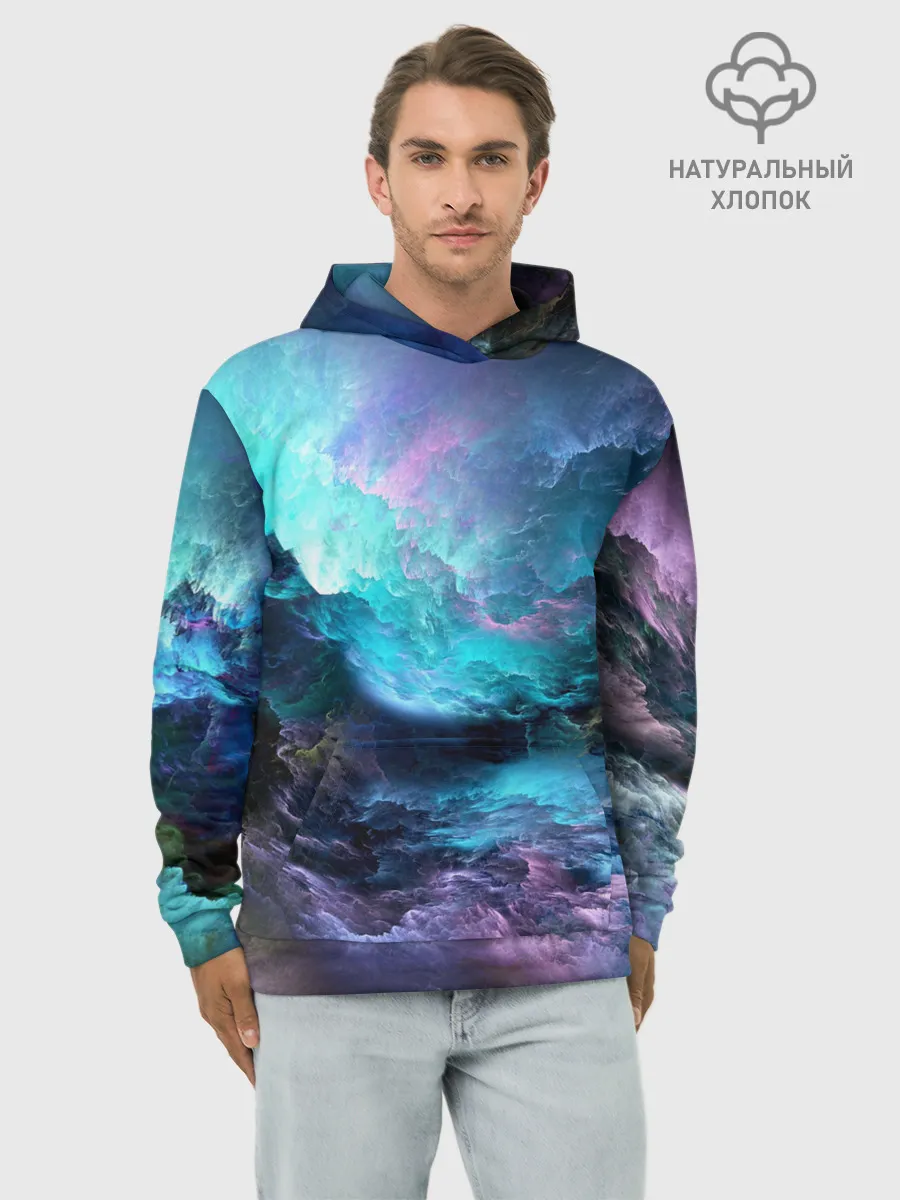 Худи мужской база хлопок / ФРАКТАЛЬНЫЙ КОСМОС | SPACE